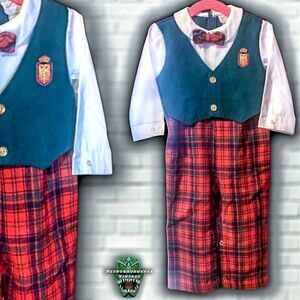 VINTAGE 1980’s Holiday Christmas Wool Plaid Pants & Vest Special Occasion Outfit